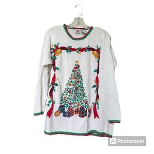 Vintage Nut Cracker Cotton & Ramie Blend Embroidered Christmas Knit Sweater Sz M